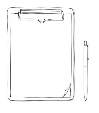 Pano üstten görünüm not kağıdı elle çizilmiş hat sanat vektör çizim