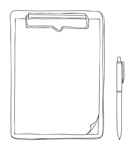 Zwischenablage Von Oben Anmerkung Papier Handgezeichnete Linie Kunst Vektor Illustration — Stockvektor