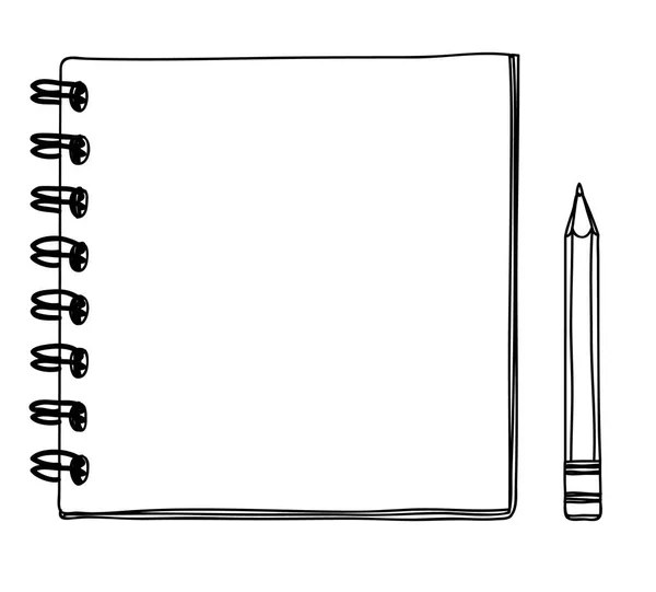 Χέρι Μίνι Σημειωματάριο Και Μολύβι Γραμμή Τέχνης Εικονογράφηση Διάνυσμα — Διανυσματικό Αρχείο