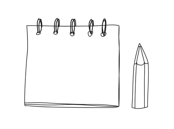 Mignon Carnet Notes Crayon Dessin Main Illustration Vectorielle Art — Image vectorielle