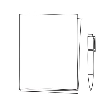 defter ve kalem handdrawn sevimli çizgi sanat vektör çizim