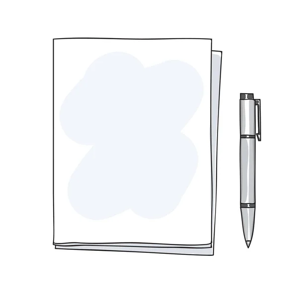 Notebook and pen handdrawn cute art vector illustration — Stock Vector
