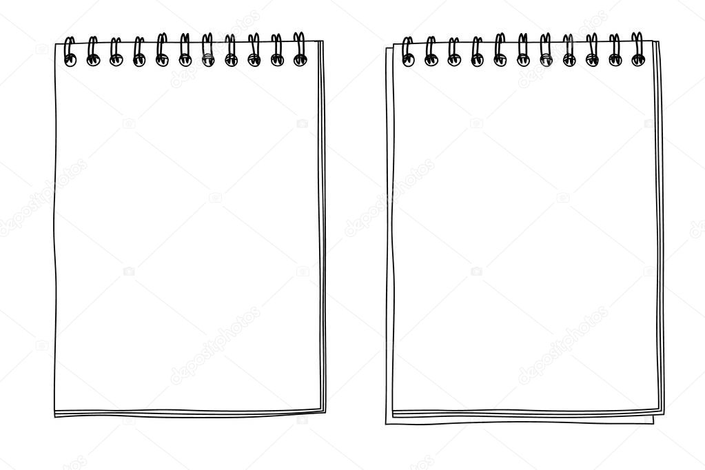 notebook hand drawn line art vector illustration