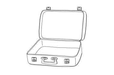 Mavi Bavul Vintage Deri el çizilmiş çizgi sanat vektör paintin