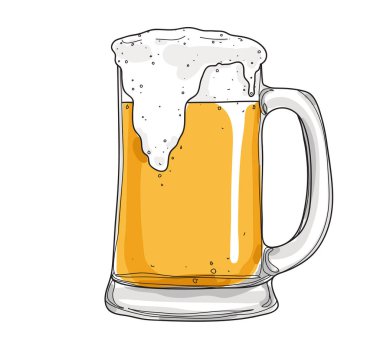 Bira. gözlük ve kupalar el çizilmiş stil sanat Vektör illüstrasyon