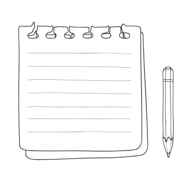Not kağıt ve kalem çizilmiş vektör hat sanat çizim el