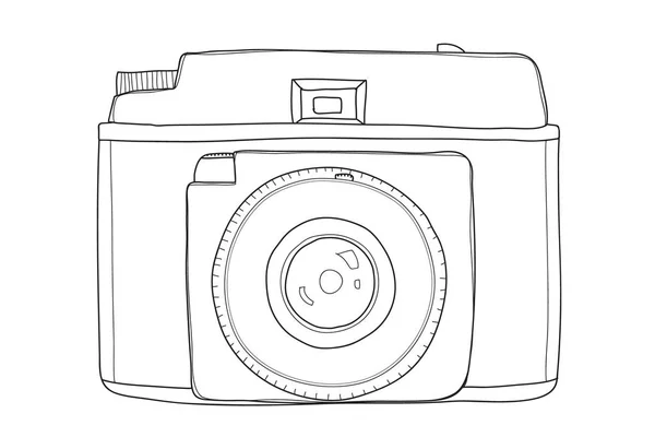 VINTAGE CAMERA dessin à la main vectoriel ligne art peinture illustration — Image vectorielle