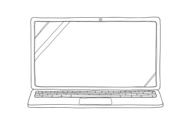 dizüstü bilgisayar el çizilmiş vektör çizgi sanat sevimli illüstrasyon