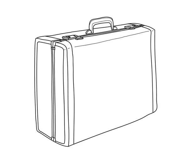 Vieja maleta equipaje retro viaje mano dibujado lindo línea arte vecto — Vector de stock