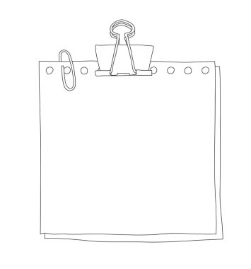 not kağıtları ve ataçlar el çizilmiş çizgi sanat vektör çizim