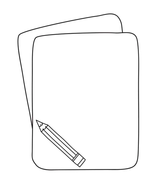 Matita e notebook mano deawn linea carino arte vettoriale illustrazione — Vettoriale Stock
