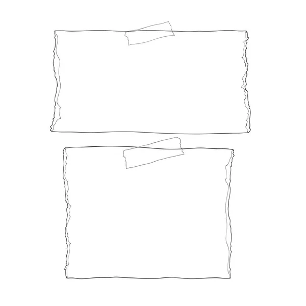 Papier Portable Déchiré Dessiné Main Collé Avec Ruban Adhésif Illustration — Image vectorielle