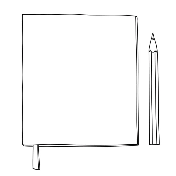 Notebook Creionul Desenat Manual Linie Artă Vector Ilustrație Drăguță — Vector de stoc
