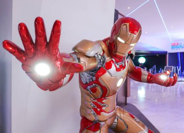 Bangkok, Tayland - 20 Haziran 2019: Iron Man model şovu Avengers Endgame fuar kabini, Iron Man, Marvel Comics tarafından yayımlanan Amerikan çizgi romanlarında hayali bir süper kahraman..