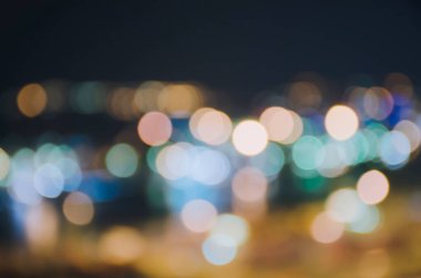 Açık Gece Şehri Bokeh soyut arkaplanı bulanıklaştırdı, çok renkli bokeh resimleri