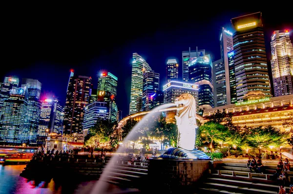 Singapur Nov 2018 Vista Del Distrito Financiero Merlion Park Nombre —  Fotos de Stock