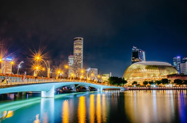 Singapore Nov 2018 City Skyline Esplanade Theatre Bridge Singapore River — Stock Fotó