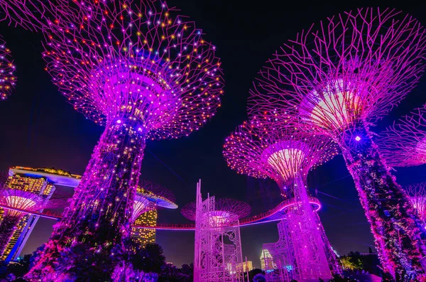 Singapur November 2018 Nachtansicht Von Supertrees Gardens Bay Die Baumartigen — Stockfoto