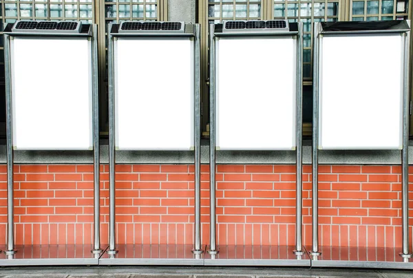 Four Blank Picture Frames Brick Wall Template Mock Your Content — Stock Photo, Image