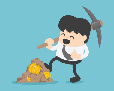 kavram işadamı madenci ve para ile. Bitcoin içinde benim çalışma