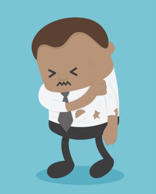 İş kavramı çizgi film illüstrasyon Afrika işadamı yaralanma ve hastalık