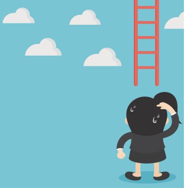 Merdiven yukarı tırmanma eksik iş kadın kavramı vektör