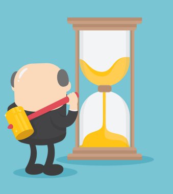 Zaman kum saati kırma patron iş adamı fikri