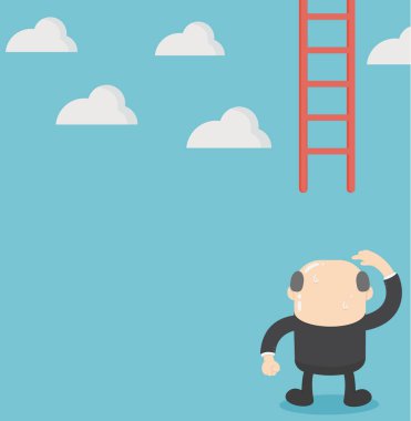 Merdiven yukarı tırmanma eksik iş adamı. karışık