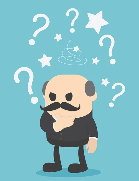 Businessman Confused Businessman Think Hard Question Mark — Stock Vector