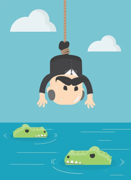 Business Concept Cartoon Afbeelding Menselijk Slachtoffer Krokodil Business Crisis Glabrous — Stockvector