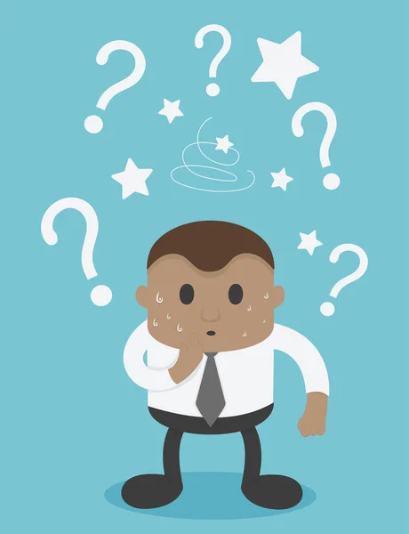 African Businessmen Confused Question Have Question Marks Picture — Stock Vector