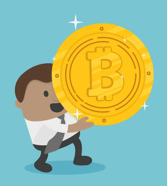 Entreprise Africaine Réalise Bitcoin Détient Une Médaille Bitcoin — Image vectorielle