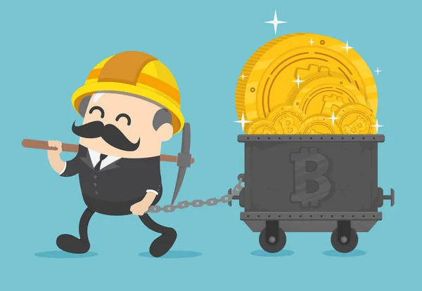 Chief Businessmen Who Succeeded Digging Huge Amount Bitcoin — Stock Vector