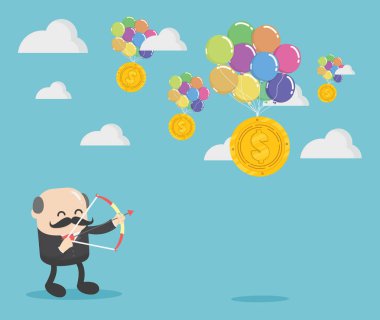 Ok ve yay ile hedef nişan kavramı işadamı