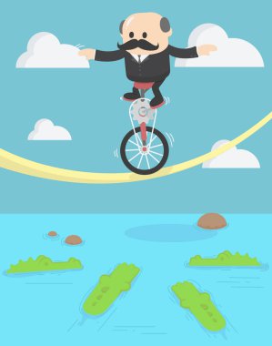 Bir timsah umutsuzca kendini düşmesini engellemeye çalışıyor işadamı ile işadamı 