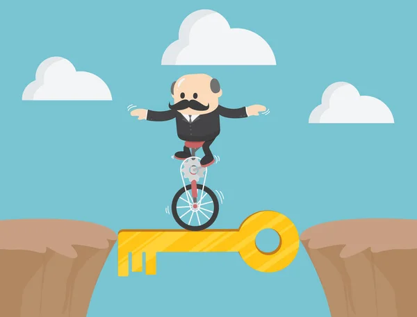 Bicicleta Una Sola Rueda Concepto Clave Las Personas Running Business — Vector de stock