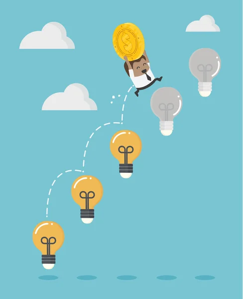 Les Entreprises Africaines Dans Ampoule Ladder — Image vectorielle