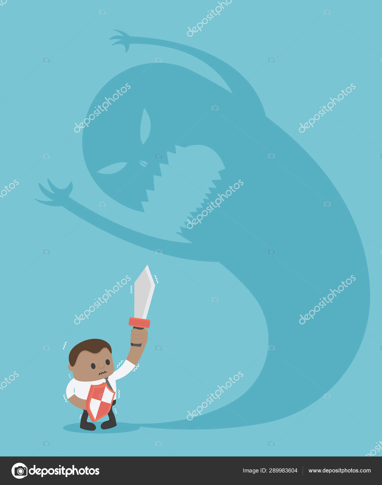 Businessman Holding Sword Shadow Demon Stock Vector C Wittaya2499