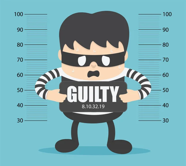 Bandits were arrested and labeled as guilty. — Stock Vector