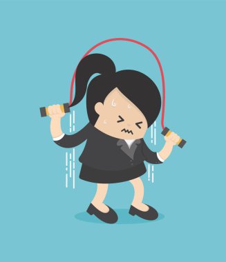 İş kadını dinleniyor ve ofise atlıyor.