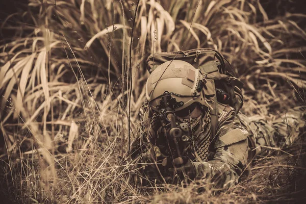 Soldaten Von Spezialeinheiten Über Kriege Der Wüste Thailänder Armeesoldaten — Stockfoto