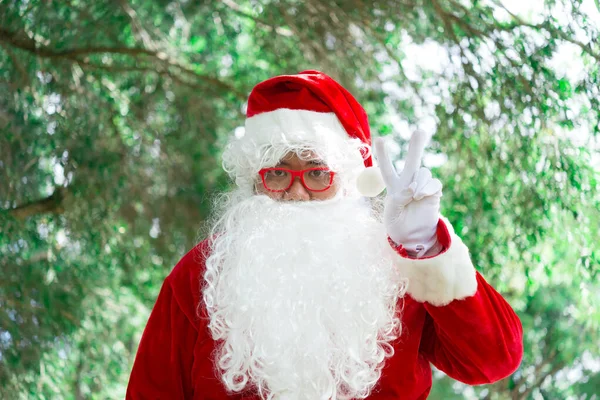 Weihnachtsmann Porträt Park Frohe Weihnachten — Stockfoto