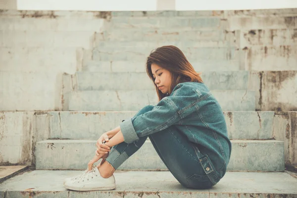 Porträt Traurige Frau Vintage Stil Sie Herzschmerz Aus Liebe — Stockfoto