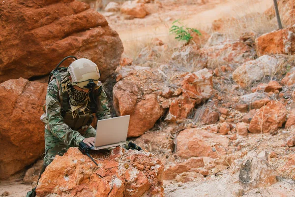 Soldados Forças Especiais Guerras Deserto Povo Tailândia Soldado Exército Usam — Fotografia de Stock