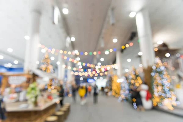 Blurry Bokeh Light Festival Snow Town Pine Tree Blurred Abstract — Stock Photo, Image