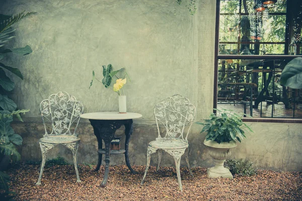 Tisch Zur Kaffeezeit Garten Café — Stockfoto