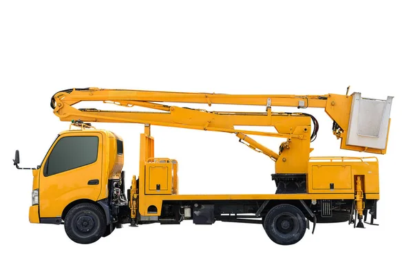 Yellow Crane Truck Repair High Floor Cable Car — Stock Photo, Image