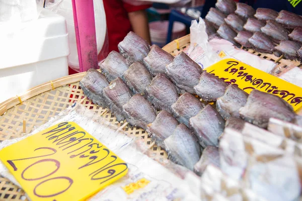Zbliżenie Rynku Azjatyckiego Produktami Morskimi — Zdjęcie stockowe