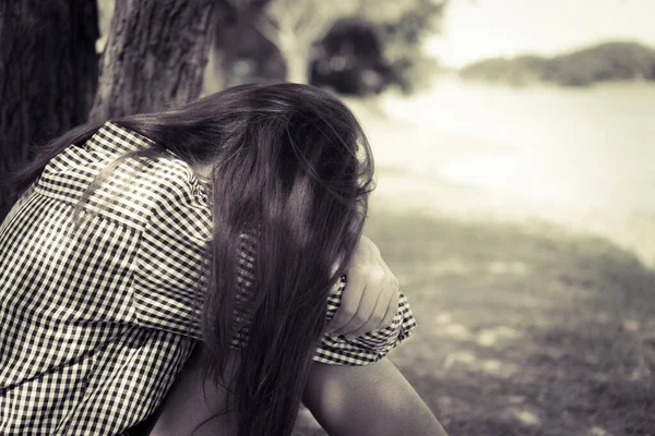 Close Asian Sad Woman Heartbreak Unrequited Love Brokenheart Young Girl — Stock Photo, Image