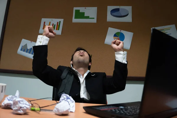 Asian Businessman Stress Excessive Work — Stock Photo, Image